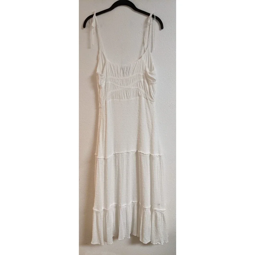 Women's PAIGE Inesa White Crinkle Ruffle Midi Dress Size Medium - Picture 8 of 16